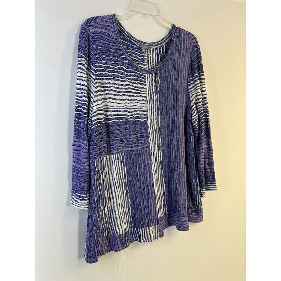 Habitat Tunic Blouse Top Womens XL Blue Boho Artsy Lagenlook - Picture 2 of 12